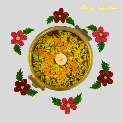 6 Flowers Rangoli Pink and Red
