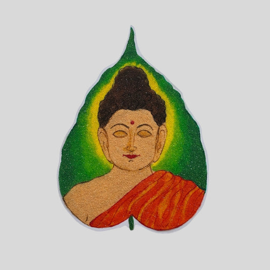 Gautam Buddha Portrait on Leaf Ready Rangoli