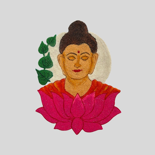 Gautam Buddha Portrait on Lotus Ready Rangoli