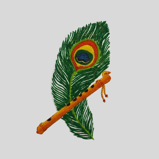 Peacock Feather with Flute Rangoli