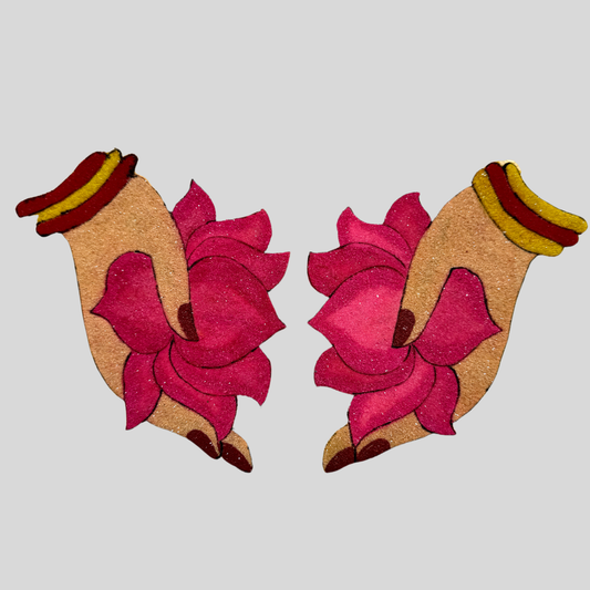 Divine Hands with Lotus Rangoli Pair
