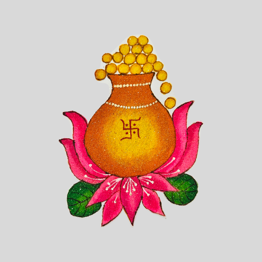 Dhan Kalash on Lotus Rangoli