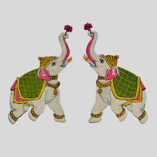 Pichwai Elephant Rangoli Pair