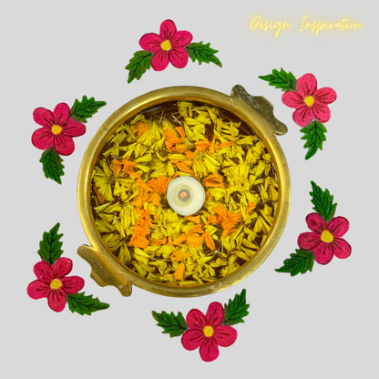 6 Flowers Rangoli Pink